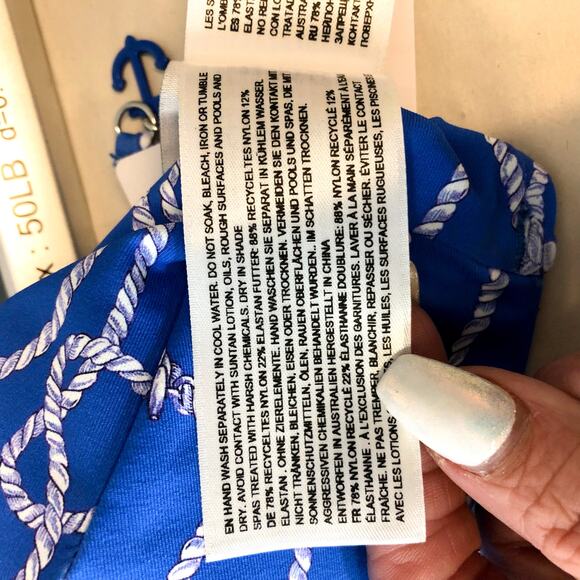 SEAFOLLY Women's Set Sail Cross Back Bralette Bikini Top Size 8 Blue Azure NWT - Picture 9 of 11